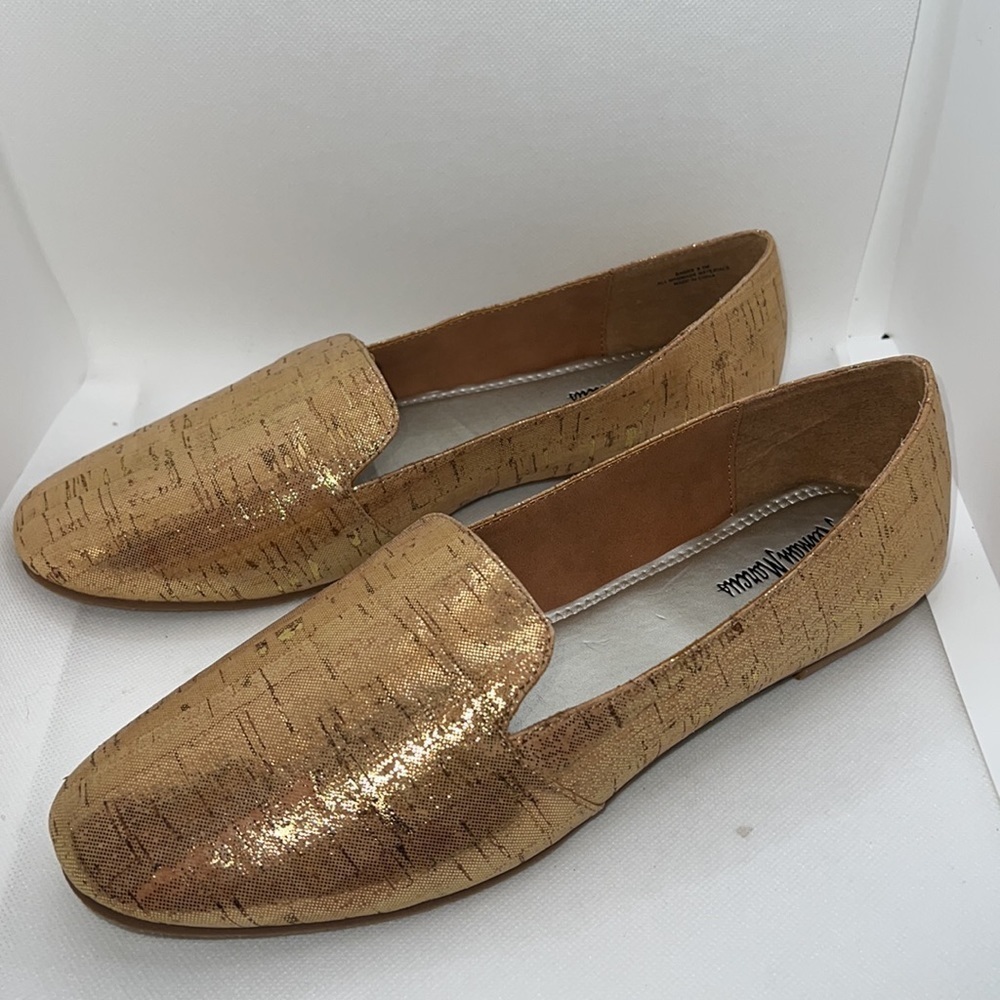 Neiman Marcus gold/copper metallic cork loafers women’s flats shoes Sz 8.5 - Picture 6 of 10